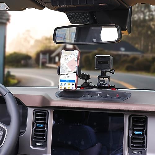 Revolutionize Your Ford Bronco Experience with the 360° Adjustable Dash Phone Mount Holder – Precision-Engineered Aluminum Smartphone Bracket for 2021-2025 Models, Perfect for 2-Door and 4-Door Interiors, Effortless Installation, Stylish Black Design for Maximum Durability and Functionality