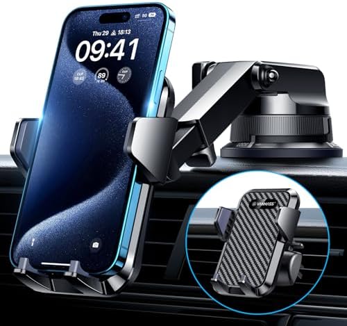 VANMASS 2024 Enhanced Universal Phone Holder – Super Suction Cup Mount for Car Dashboard, Window & Vent – Securely Fits i Phone 15 Pro Max, 14, 13 & More – Hands-Free Vehicle Cradle with 360-Degree Rotation – Sleek Blue Design for Ultimate Convenience and Safety