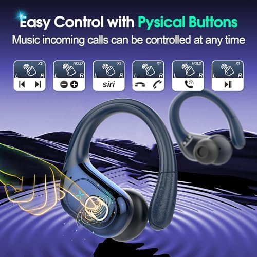 Ultimate Bluetooth 5.4 Wireless Earbuds with 75-Hour Playtime – Ergonomic Deep Bass Sport Headphones with IPX7 Waterproof Rating for Active Lifestyles, Advanced ENC Noise Cancelling Mic for Superior Call Clarity – Ideal for Fitness and Outdoor Activities