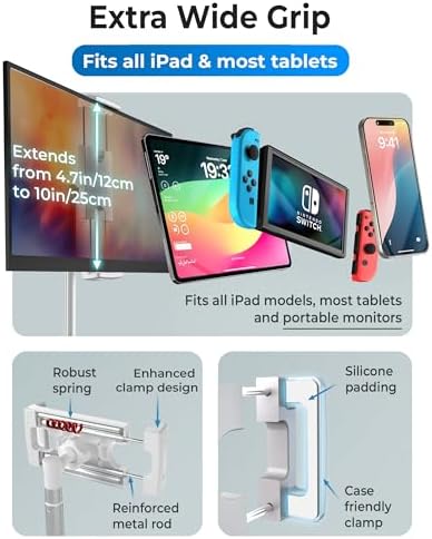 Height Adjustable Cooper Tab Stand – Premium Aluminum Alloy Tablet Holder & Portable Monitor Stand for i Pad, Pro, Air, Mini & Kindle – Versatile Design in Sleek Night Black for Enhanced Comfort and Productivity