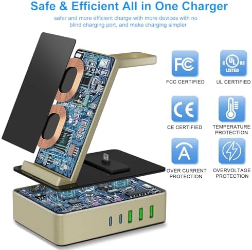 Power Up Your Workspace with the 100 W Aluminum Alloy 8-in-1 Wireless Charging Station – Fast USB-C Dock for i Phone, i Watch & Air Pods Pro – Sleek, Durable Design for Multi-Device Efficiency