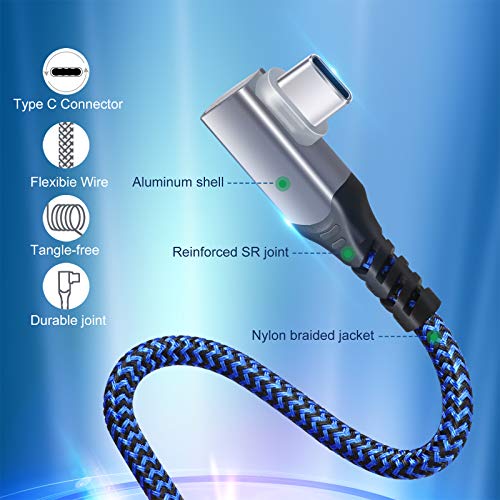 Excgood 6-Pack Right Angle USB Type C Cables – Fast Charging Braided Cord for i Phone 16/15 & Android Devices – 90-Degree Connector for Ultimate Comfort and Efficient Power Delivery – Durable and Tangle-Free Solution for Gaming, Data Transfer, and Everyday Use