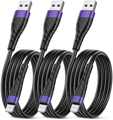 MFi Certified 6 Ft Lightning Charging Cable for i Phone – 3 Pack Fast Charging USB Cord, Durable Design for Enhanced Compatibility with i Phone 12/11/XS/Max/XR/X/8/8 P/7 P/6 & i Pad – Seamless Power-Up Experience