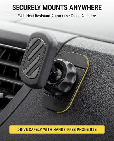 Scosche MXDM Ultra-Strong Magnetic Car Phone Holder – Secure Dashboard Mount for i Phone, Samsung & All Smartphones – Effortless Hands-Free Navigation & Enhanced Driving Safety with Durable Metal Plate
