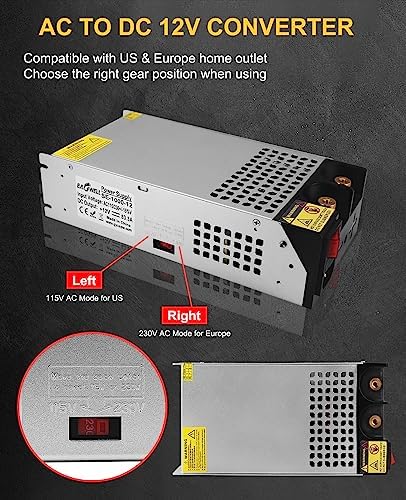 Eagwell 600 W 12 V AC to DC Power Supply Converter – High-Efficiency SMPS Adapter for RVs, LED Strips, and LCD Monitors – Reliable 50 A Output with Safety Features for Versatile Applications and Enhanced Performance