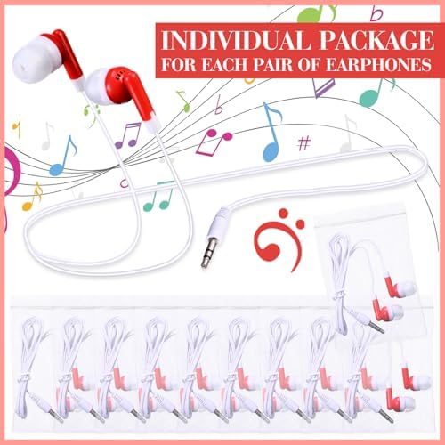Bulk Konohan 100-Piece Earbuds – Individually Packaged 3.5 mm Headphones for Educational Settings – Lightweight, Durable Student Earphones Designed for Comfort in Classrooms, Libraries, and Learning Environments – Hygienic Black Design for Extended Use and Enhanced Focus