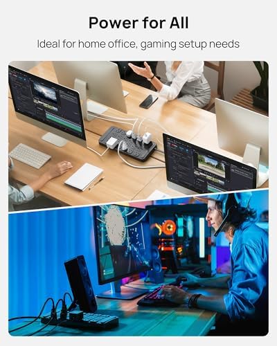 TROND 360° Rotating Surge Protector Power Strip – 24 AC Outlets & 6 Fast Charging USB Ports (37 W) – 4000 Joules Protection for Ultimate Device Safety – 6 ft Heavy Duty Extension Cord for Gaming and Office Use – ETL Listed for Dependable Performance – Essential Power Solution for Dorm Rooms and More