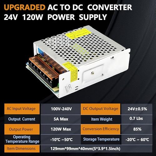 Versatile 24 V 60 W AC to DC Power Supply Adapter – High-Efficiency Converter for CCTV, RVs, LED Lighting, and Pumps – Universal Multi-Voltage Compatibility (110 V/120 V/220 V) for Consistent Performance in All Applications