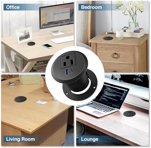 Transform Your Workspace with the Recessed Conference Power Strip Socket – Versatile 2-Outlet Charging Station with Dual USB Ports for Rapid Device Powering and Enhanced Organization in Professional Settings