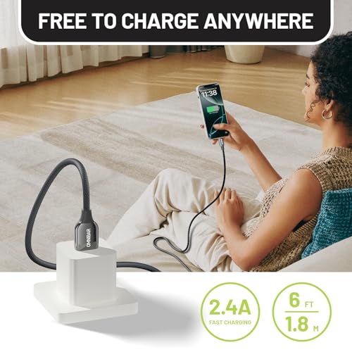 Premium 6 FT USB to Lightning Cable – MFi Certified Silicone Charger for i Phone and i Pad – Fast Charging and Enhanced Durability for i Phone 14/13/12/11 Pro/Max, i Pad Air/Mini/Pro, Air Pods, Beats X – Versatile Charging Solution for Home, Car, and Office