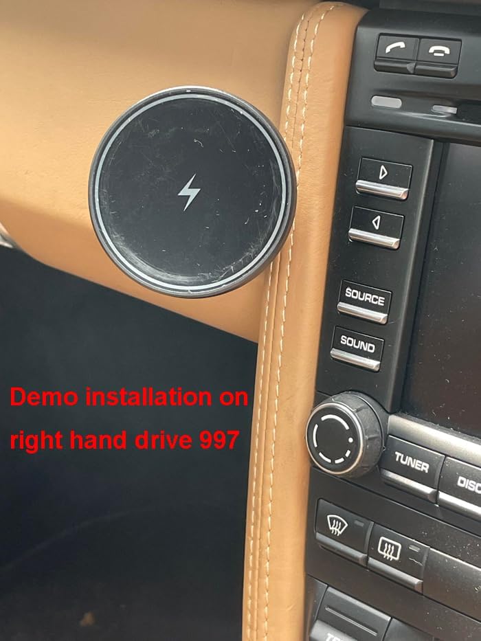 Porsche 997 911 LHD Glove Box Phone Mount Charger – Fast Wireless Charging Accessory with Secure Smartphone Holder, Sleek Black Design for Enhanced Interior Aesthetics and Seamless Installation – VTO-14844