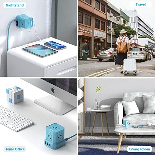 TOPREK 10 FT Power Strip with USB-C Fast Charging (3.0 A) – 5 AC Outlets & 4 USB Ports Surge Protector for Home, Office & Travel – Compact Desk Charging Station with Enhanced Surge Protection (700 J) for All Devices