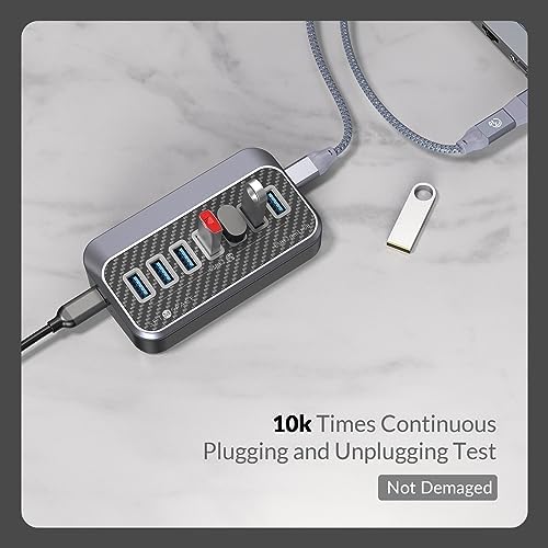 Transform Your Connectivity with Our 7-Port USB Hub – High-Speed USB 3.2 Gen1 Splitter Featuring Unique 32° Angled Design for Easy Access – Perfect for PCs, Laptops & More – Enjoy 5 Gbps Data Transfer Speeds with a 3.28 ft Cable for Ultimate Flexibility & Enhanced Productivity – Ideal for Home & Office Use