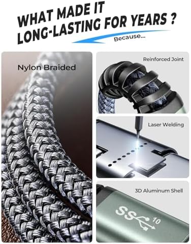 Maximize Your Connectivity with AINOPE 10 FT USB C Extension Cable – 20 Gbps Data Transfer & 240 W Charging Power, Ideal for i Phone 16 Pro Max, PSVR2, Mac Book Air M2 Pro, and More – Stylish Blue Design for Enhanced Flexibility and Performance