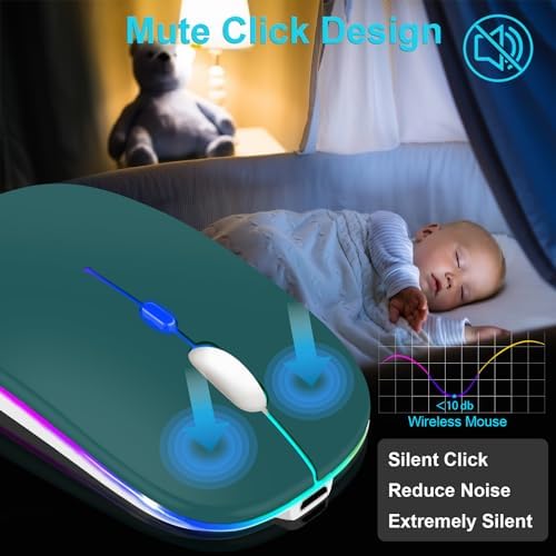 Ultimate Wireless Bluetooth Mouse for i Pad, Mac Book Pro, Air, and PCs – Rechargeable Silent Design for Productivity on the Go – Portable Slim Dual Mode Mouse with LED Indicators and Universal Compatibility