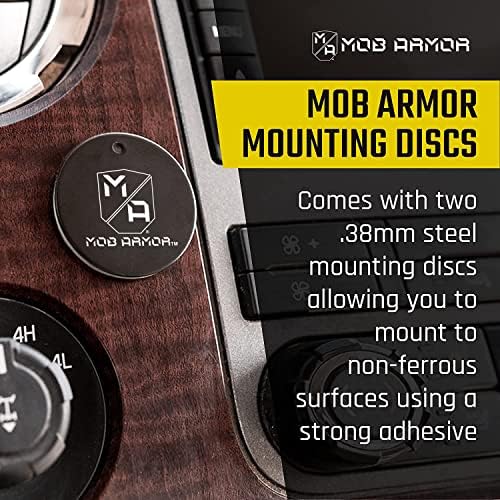 Mob Armor Magnetic Phone Mount Plates – High-Strength Adhesive Steel Discs for Ultimate Hands-Free Navigation & Car Mount Compatibility – 2-Pack Black Vehicle Accessory for Effortless Device Attachment