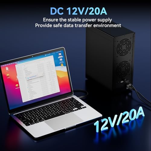 Sleek Aluminum Dual Bay Hard Drive Enclosure with Cooling Fan for 2.5”/3.5” SATA HDD/SSD – Tool-Free USB A/C 3.0 External Storage, Hot-Swappable, Daisy Chain Expansion – Ultimate Data Solution for Professionals and Casual Users