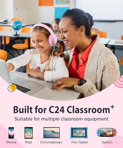 Rockpapa C24 Foldable Kids Headphones with Microphone – Lightweight Wired Audio Solution in Eye-Catching Purple & Green for School, Travel, and Play – Ideal for Young Listeners with Enhanced Compatibility and Superior Portability