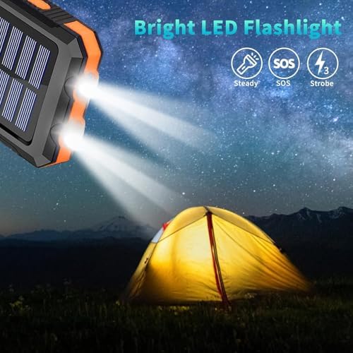High-Capacity 39,800 m Ah Solar Power Bank: Ultra-Fast USB-C Charger with Emergency LED Light & Navigation Compass – Ideal for Adventurers & Daily Users Seeking Reliable Energy Solutions