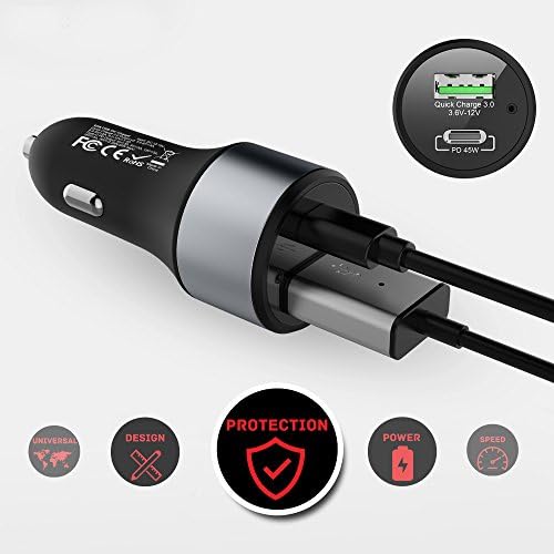 Experience Rapid Power with the Link On 84 W USB-C Car Charger: Dual-Port Fast Charging Adapter Featuring 60 W PD3.0 & 18 W QC3.0 for Mac Book, Dell XPS, Google Chromebook & More – Compact, Multi-Device Accessory with Enhanced Safety Mechanisms for Reliable Performance on the Road