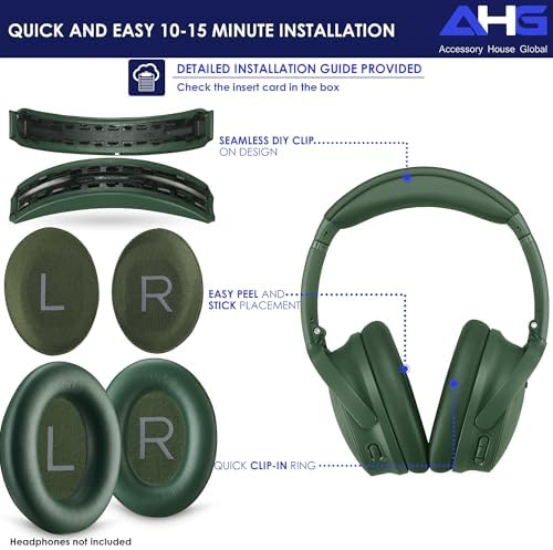 Ultimate Comfort Upgrade Kit: Premium Replacement Ear Pads & Headband Cushions for Bose Quiet Comfort 2023 Models (QC45, QCSE, QC35 II) – Easy DIY Installation in Elegant White Smoke for Superior Sound Quality and Long-lasting Durability