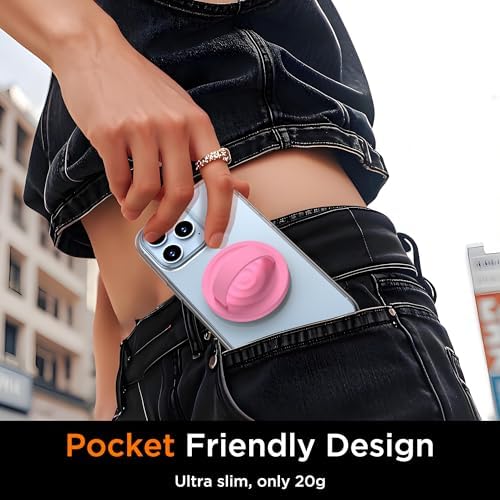 Upgraded Magnetic Phone Grip for i Phone: Premium Silicone Loop Holder with Mag Safe Compatibility – Ergonomic 360-Degree Stand, Non-Slip Design in Sleek Black for Enhanced Comfort and Secure Handling on i Phone 16/15/14/13/12 Pro Max/Plus