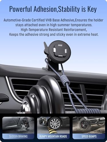 sincetop Car Phone Mount with Instant Quick Release Series Q[Quad] – 360° Adjustable Dashboard Phone Holder, One-Second Detach, Compatible with iPhone/Samsung – Enhanced Compatibility and Speed