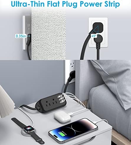 Cruise Ship Power Solutions: 30 W USB C Travel Power Strip with 5 Ft Flat Extension Cord, 4 Outlets & 3 USB Ports (2 USB-C) – Compact, Lightweight Design for Seamless Charging on Cruises and Beyond