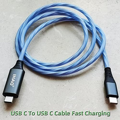IHAO 60 W USB Type C to Type C Fast Charging Cable with LED Current Indicator – High-Speed Data Transfer for Android & i OS Devices – 39 Inch Universal Charger in Vibrant Green – Durable, Efficient Power Delivery for Modern Tech