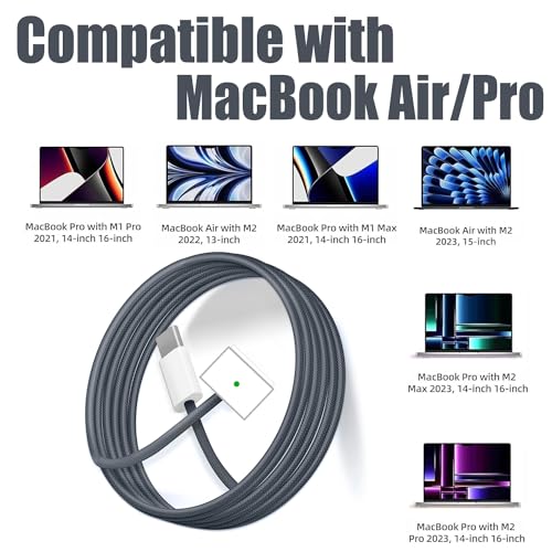 Upgrade Your Charging Game: 140 W USB-C to Magnetic 3 Cable (2 m/6.6 ft) for Seamless Compatibility with 2022/2023 Mac Air & Pro Models, Enhanced Rapid Charging & Durable Braided Design for Optimal Performance and Convenience