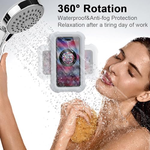 Shower Phone Holder Waterproof,480° Rotating Wall Phone Holder Mount with HD Touch Screen Guardian Phone up to 7 inch for iPhone 15 14 13 12 Pro 11 XR Max Samsung Galaxy S21 – Enhanced Compatibility and Speed