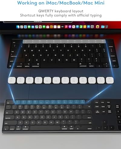 Sleek All-Aluminum Wired Keyboard for Mac – Full-Size USB-A & USB-C Connectivity, Ergonomic Design with Numeric Keypad for Enhanced Productivity on i Mac, Mac mini, Mac Book Pro & Air – Perfect Blend of Style and Functionality for Apple Users