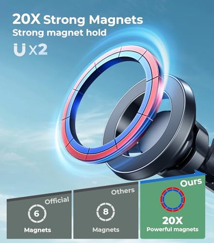 Revolutionary Qi2 Mag Safe Car Mount for i Phone 16 Pro Max – 2-in-1 Dashboard & Air Vent Holder with Strong Adhesive, Heat-Resistant Design, 360° Rotational Capability & Magnetic Convenience for Enhanced Driving Safety and Seamless Access to Navigation & Music