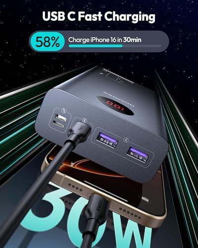 ROMOSS 30000 m Ah High-Capacity Power Bank with 22.5 W Fast Charging – Versatile Portable Charger for Multi-Device Compatibility including i Phone, i Pad Pro, Samsung – Triple Output & Input Design for Effortless Power Management on the Go
