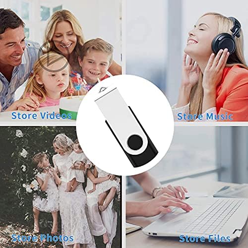 Alihelan 8 GB USB Flash Drive 5 Pack – Vibrant Swivel Memory Sticks with LED Indicator for Seamless Data Transfer, Ideal for Personal and Professional Use – USB 2.0 Portable Storage in Black, Red, Purple, Yellow, and White – Perfect for Easy File Sharing and Backup