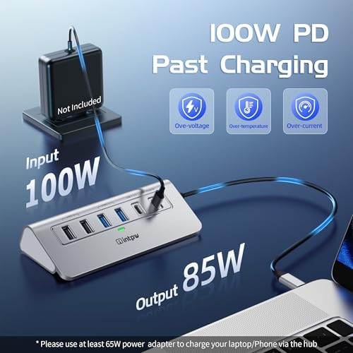 Unleash Your Potential with the INTPW 9-in-1 USB C Hub: High-Speed 4 K HDMI Adapter, 100 W PD Charging, Dual USB-A Ports & SD/TF Card Slots – Perfect for Mac Book Pro, i Pad Pro, i Phone 15/16 & More – Elevate Productivity and Connectivity on the Go
