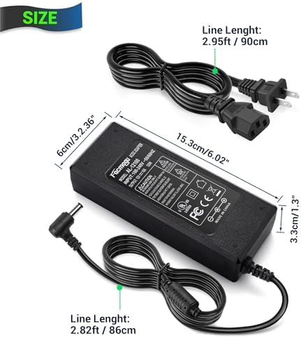 High-Efficiency 12 V 8 A AC to DC Power Adapter – 96 W Switching Supply for LED Strip Lights – 6.7 ft Power Cord – Universal Compatibility with 5.5 mm x 2.5 mm & 2.1 mm Connectors – Robust, Long-Lasting Power Solution for Home and Professional Use – Enhanced Performance & Economical Design