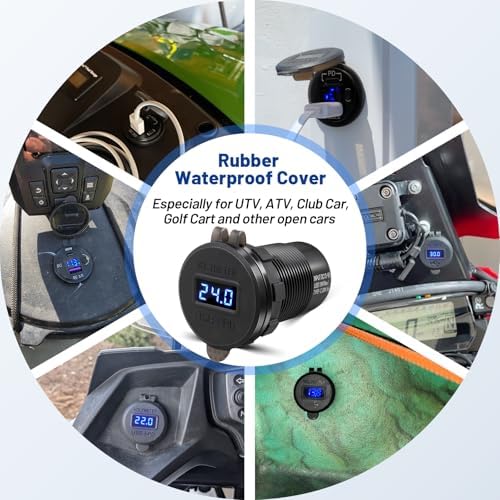 Anina Dual USB High-Voltage Charger 2-Pack (10 V-60 V) – Fast Charging for Golf Carts, Trucks, RVs, and Marine – 30 W Power Delivery & Quick Charge 3.0 – Waterproof & Easy Install – Stay Connected on the Go with Enhanced Compatibility and Safety Features