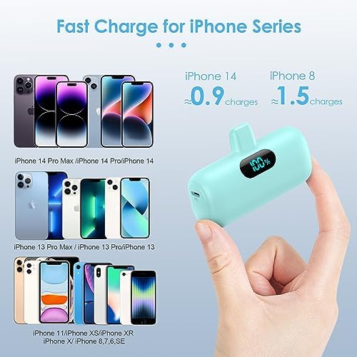 Compact Pink Portable Charger for i Phone – 5000 m Ah PD Fast Charging Power Bank, Lightweight Mini Battery Pack Compatible with i Phone 14/14 Pro Max/13/13 Pro/12 Pro/11/XS/XR/X/8/7/6 – Stylish and Versatile Backup Solution for On-the-Go Power