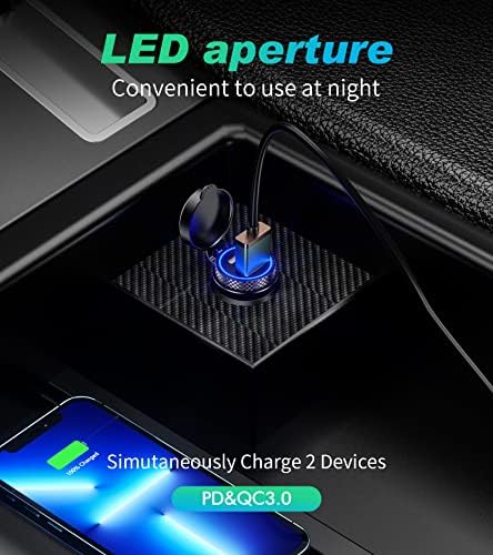 KEWIG Super Mini 60 W USB C Car Charger – Dual Port QC3.0 & PD Fast Charging Adapter for Smartphones, Tablets, and Laptops – Compact Cigarette Lighter Fast Charger with Safety Features for On-the-Go Power