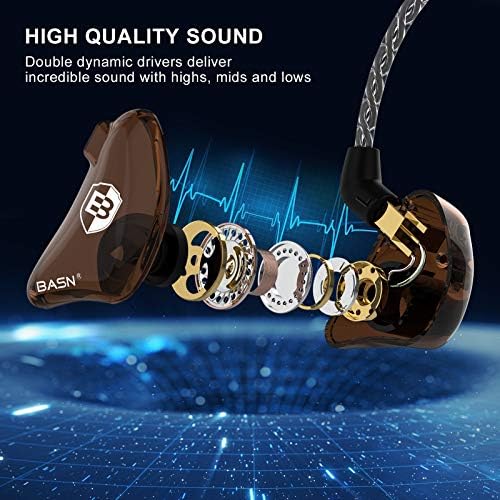 BASN Bsinger BC100 Professional In-Ear Monitor Headphones – Noise-Isolating IEM Earbuds for Musicians and Audiophiles with Universal Fit, Enhanced Compatibility, and Superior Sound Clarity in Sleek Blue Design
