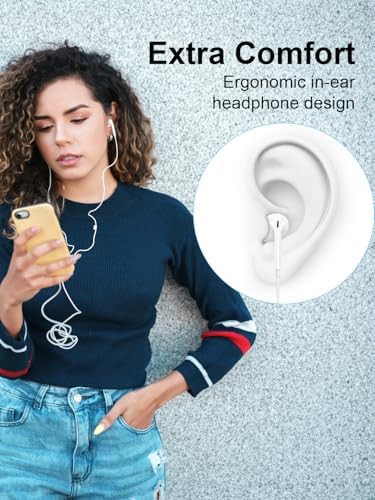 Premium Wired Earbuds for i Phone – Dual Pack High-Fidelity Noise-Canceling Headphones with Integrated Microphone & Effortless Volume Adjustment – Optimized Compatibility with i Phone 14/13/12/11/XR/XS/X/8/7/SE/Pro/Pro Max – Superior Sound Quality for Music and Calls – Featherweight, Robust Design Perfect for Daily Use and Active Lifestyles