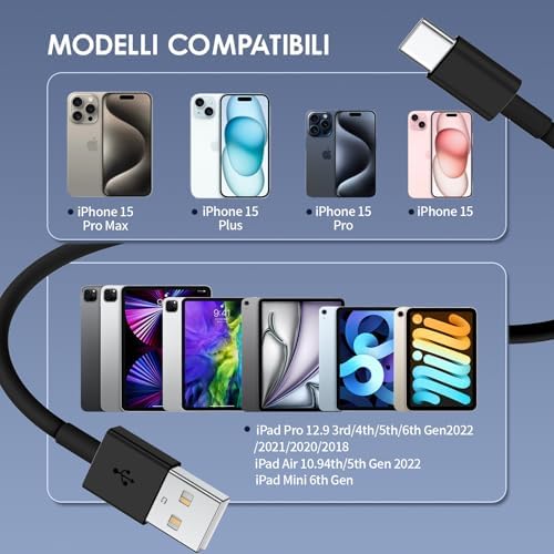 Car Carplay Cable for iPhone 15/16 Car Charger Cable,4Pack USB A to USB C for Carplay USB C Cord,iPhone 16/15/Plus/Pro Max,iPad Pro 12.9/11,Air 5th/4th Gen,Mini 6th Gen/Car Charging Cable 3FT – Enhanced Compatibility and Speed