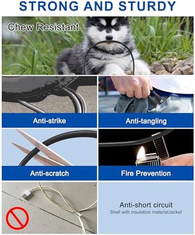 Durable 6 FT Chew-Proof i Phone Charger Cord – MFi Certified Metal Braided Lightning Cable for Pets, 3 A Fast Charging Compatible with i Phone 14, 13, 12, 11, X, XS, XR, 8, 7, 6, 5 – Ultimate Protection and Speed for Tech-Savvy Pet Owners