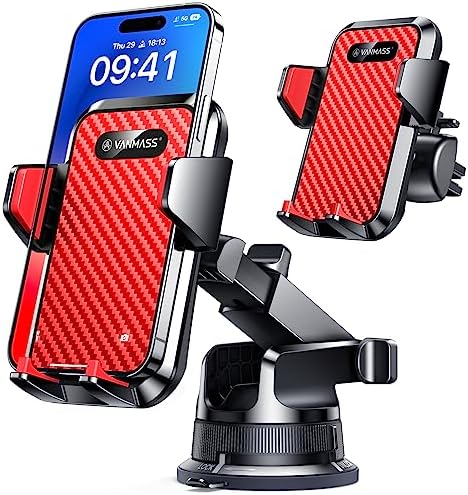 VANMASS 2024 Enhanced Universal Phone Holder – Super Suction Cup Mount for Car Dashboard, Window & Vent – Securely Fits i Phone 15 Pro Max, 14, 13 & More – Hands-Free Vehicle Cradle with 360-Degree Rotation – Sleek Blue Design for Ultimate Convenience and Safety