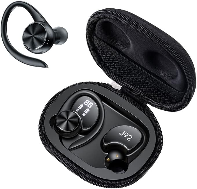 Elevate Your Workout with Premium Bluetooth Sport Earbuds – Waterproof Wireless Headphones Featuring Secure Over-Ear Hooks, Immersive Deep Bass Sound, and Built-In Microphone for Effortless Hands-Free Calls – Ideal for Running, Gym, and Outdoor Fitness – Robust Durability and Unmatched Comfort in Sleek Black Finish with LED Battery Indicator