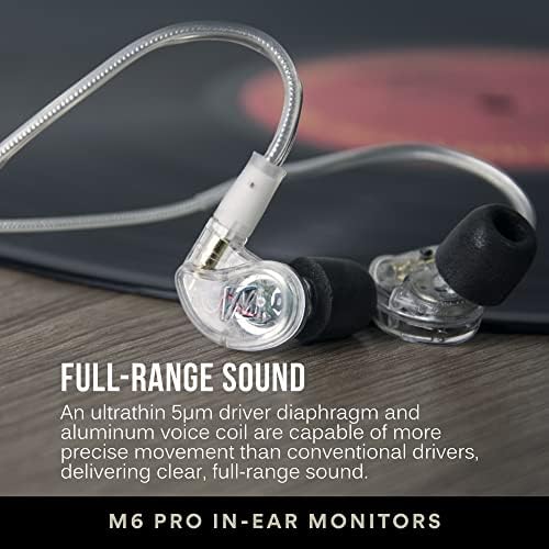 MEE audio M6 PRO In-Ear Monitor Headphones – 2 nd Gen Model with Superior Sound Quality, Customizable Fit Memory Wire Earhooks, and Durable Replaceable Cables for Professional Musicians – Noise Isolation Earbuds with Dual Cord Options (Black) – Perfect for Live Performances and Studio Recording