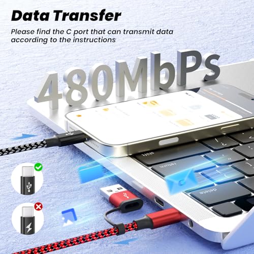 Ultimate 4-in-2 Multi-Device Travel Charging Cable – Dual USB-C & Lightning Connectors for Apple Watch and i Phone – 5 FT Length for Maximum Flexibility – Essential On-the-Go Power Solution – 2 Pack for Seamless Charging Anywhere – Experience Efficient Connectivity and Convenience