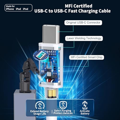 Ultimate 20 W MFi Certified i Phone Fast Charging Bundle – 4-Pack USB-C Wall Adapters with 6.6 FT Lightning Cables for Models 14, 13, 12, 11 Pro Max & More – Compact, Safe, and Efficient Charging Solution for Home, Office, or Travel