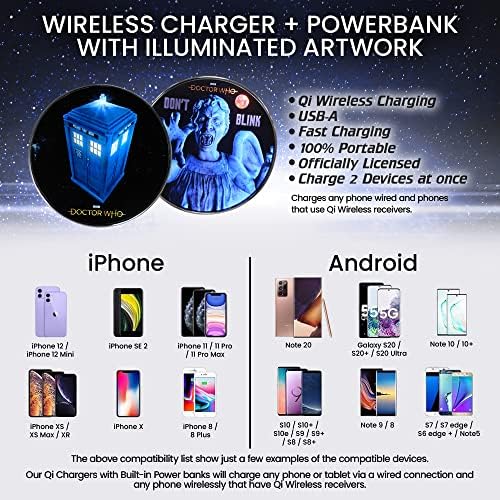 Power Your Devices with Doctor Who Weeping Angel Wireless Charger – Illuminating Portable Power Bank with Backup Battery, Qi Compatibility, and Unique Sci-Fi Design – Ideal for Whovians and Tech Lovers – Versatile Charging for All Your Gadgets